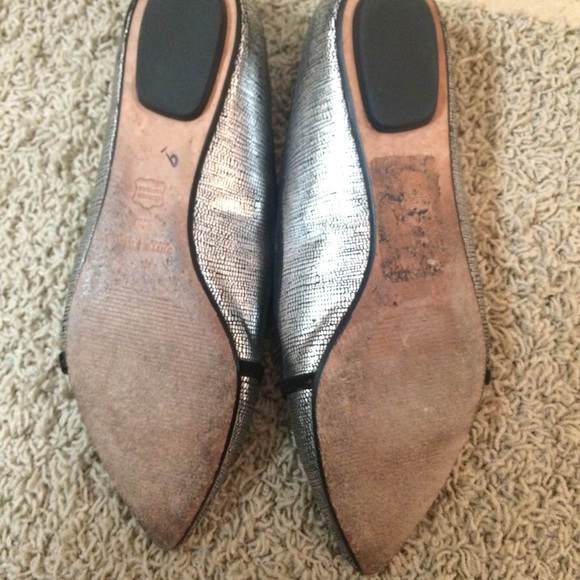 WHBM Silver Pointed Toe Flats - Picture 5 of 5